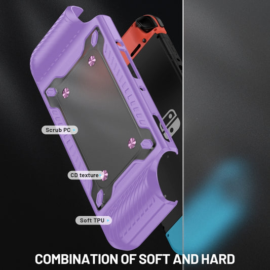 Lilac protective gamepad case with mixed soft and hard texture, with precise port openings
