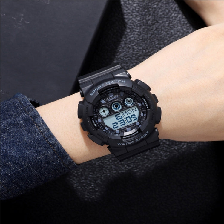 SKMEI 1857 Stainless Steel Buckle PU Strap Waterproof Electronic Watch