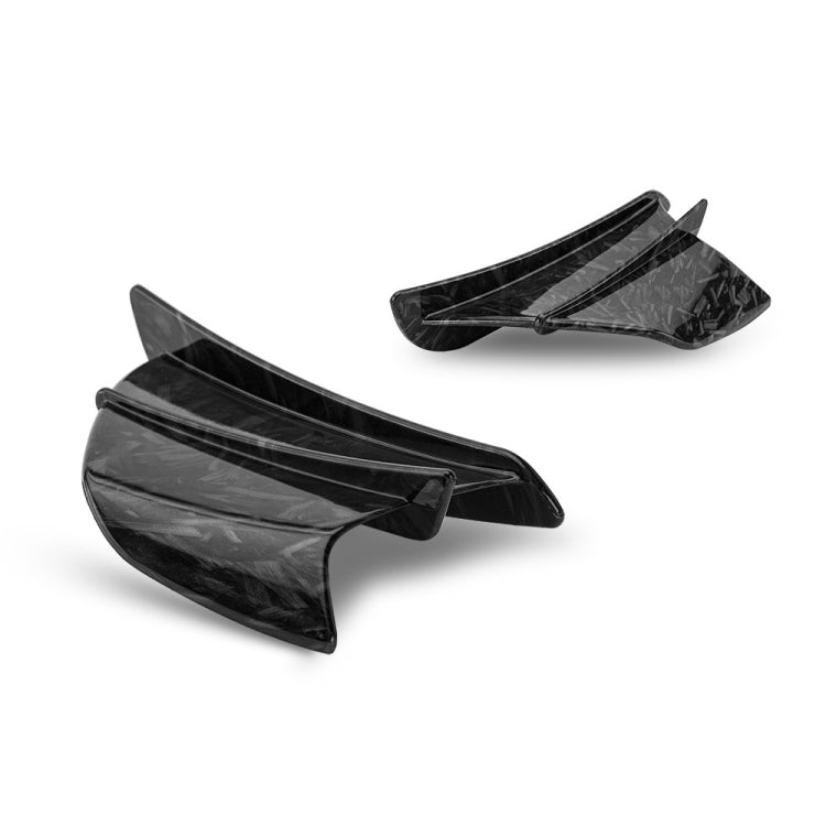 Carbon-fiber motorcycle winglet spoiler pair, matte dark weave, curved aero fins