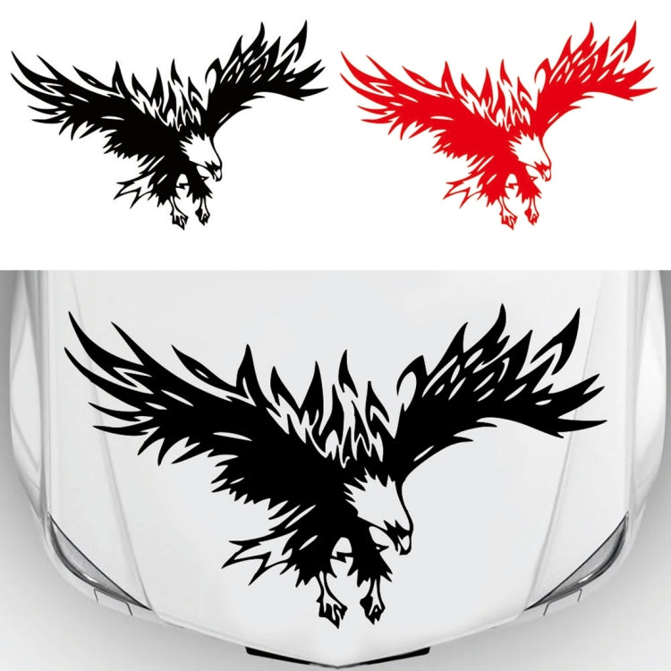 Black and red eagle hood decals on white car front