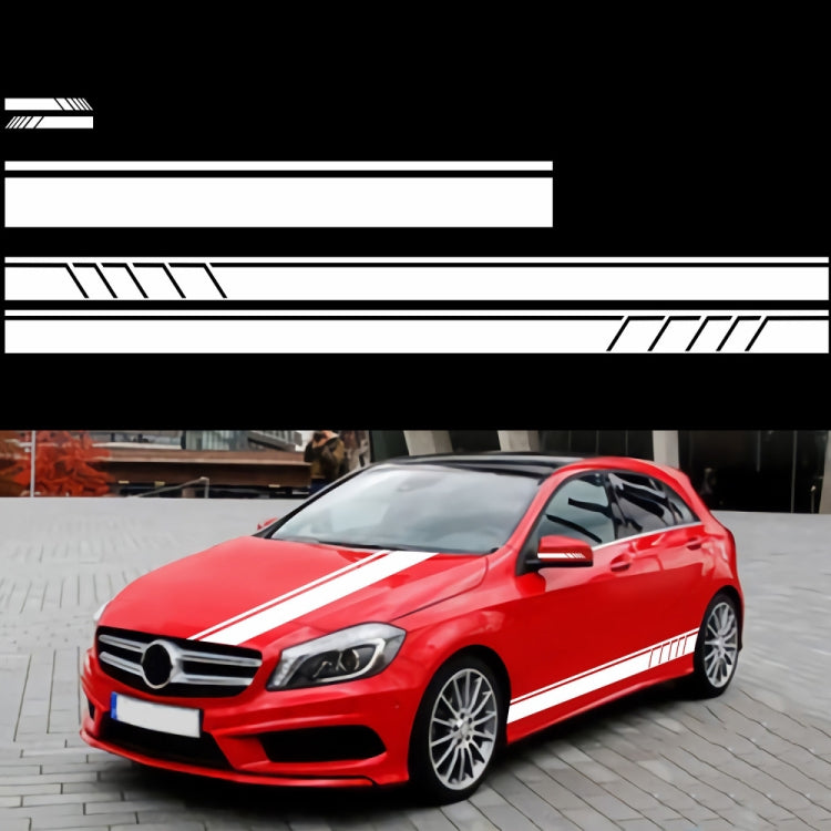 Decorative line pattern car stickers, black stripe set on red car