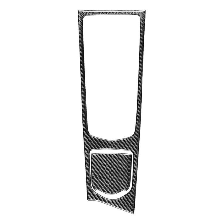 Carbon fiber style central control panel trim sticker with rounded lower shield
