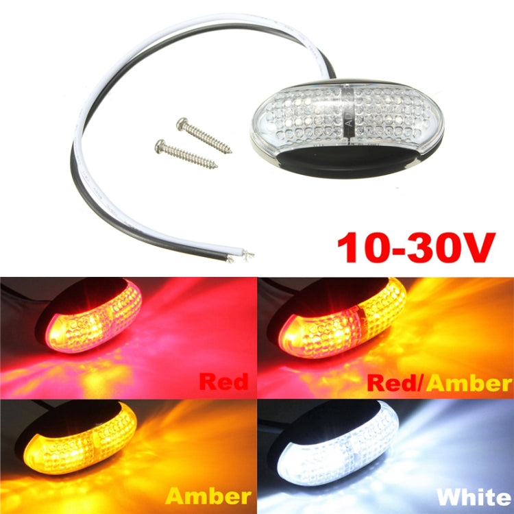 Two-color LED side marker light kit with clear lens, wiring, screws, and amber/white glow.