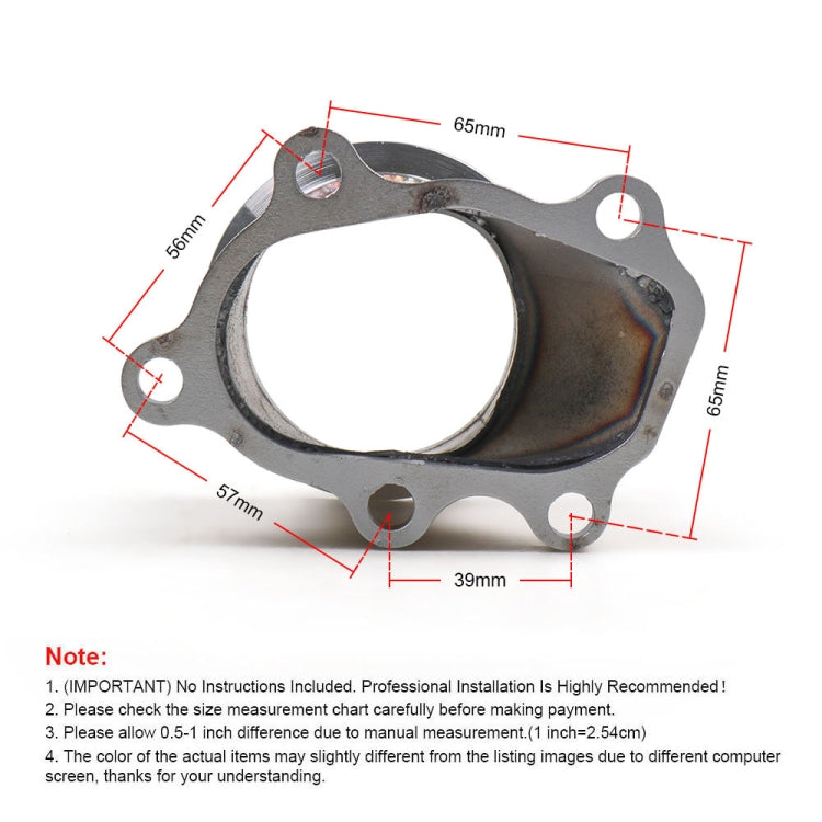 Turbo down pipe adapter dimension diagram: 65mm, 57mm, 56mm, 39mm