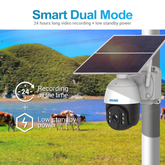 Solar panel security camera with rotating lens module and wall-mount bracket