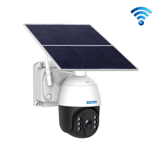 Solar panel WiFi security camera with white housing and black lens module