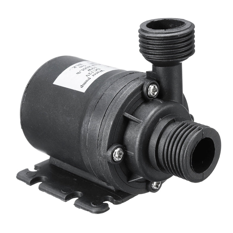 Black brushless submersible pump with inlet/outlet threaded ports and mounting base
