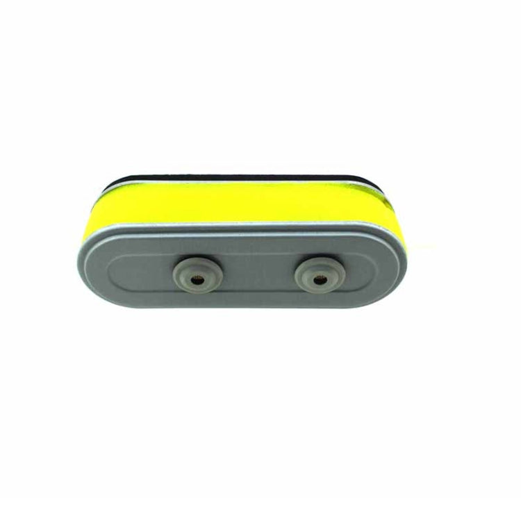Air filter element top view with two metal mounting posts