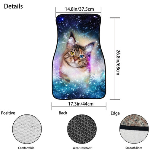 Universal car floor mat with galaxy pet print; non-slip texture and smooth edge
