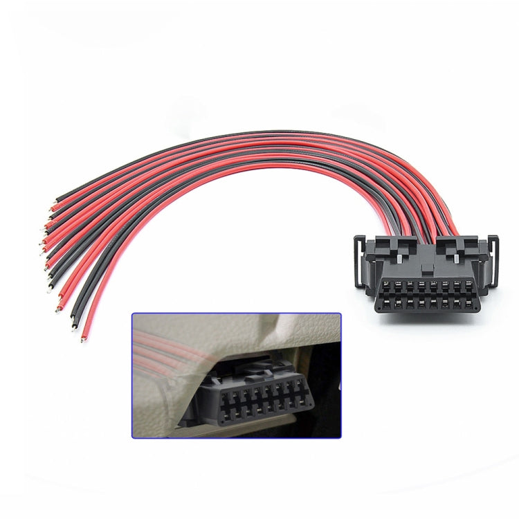 30cm 16-pin extension cable with black multi-pin connector and red/black wire leads