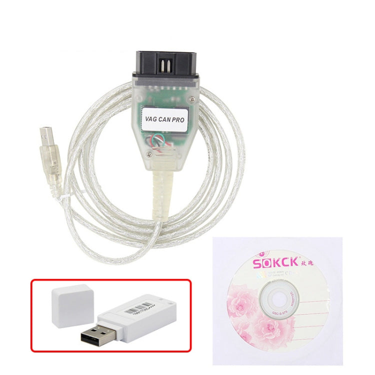 VAG CAN PRO diagnostic cable tool kit with USB dongle and software CD