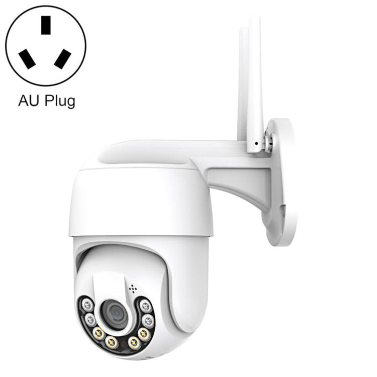 White wireless smart surveillance camera with dome lens, wall mount and AU plug