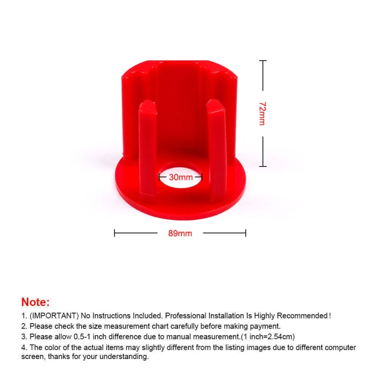 Red torque arm bushing insert with dimensions 89mm, 72mm, 30mm