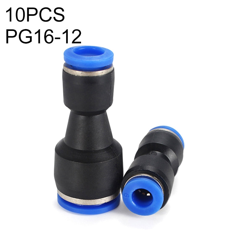 Straight pneumatic quick connector reducer, PG16-12, 10-piece set