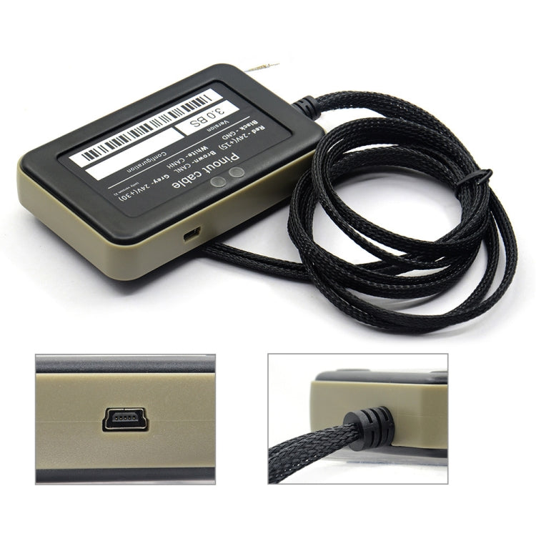 Adblue emulator with barcode label and braided cable; close-up port detail included