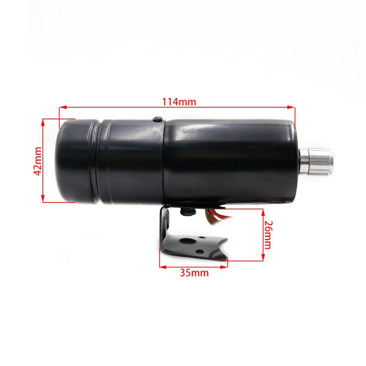 Adjustable tachometer gauge with dimensions 114mm x 42mm x 26mm x 35mm on black body