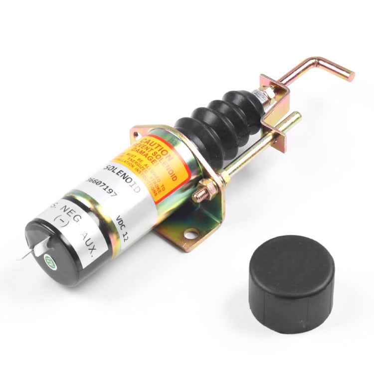 12V flameout solenoid valve with protective end cap and black rubber boot, metal mount