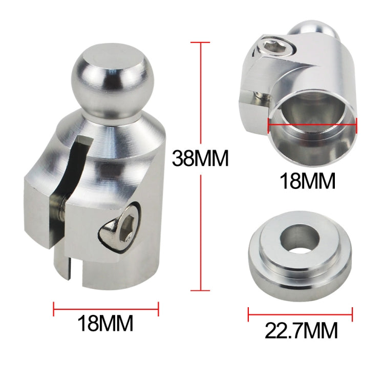 Quick release adapter dimensions: stainless head and spacer with 38mm and 22.7mm