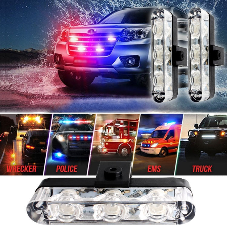 Four grille light bars with flashing red and blue LEDs for emergency vehicles