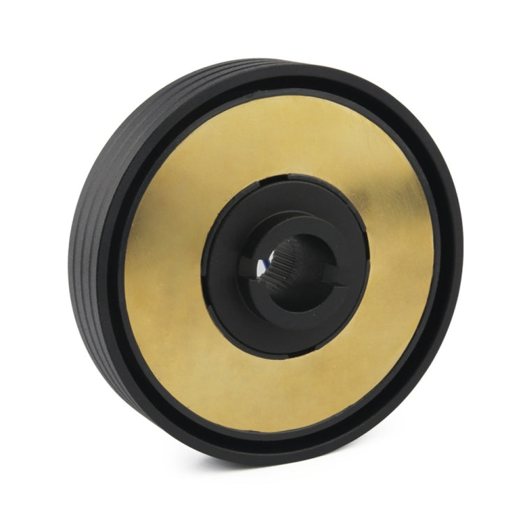 Steering wheel connection base, black face with gold inner ring and central opening