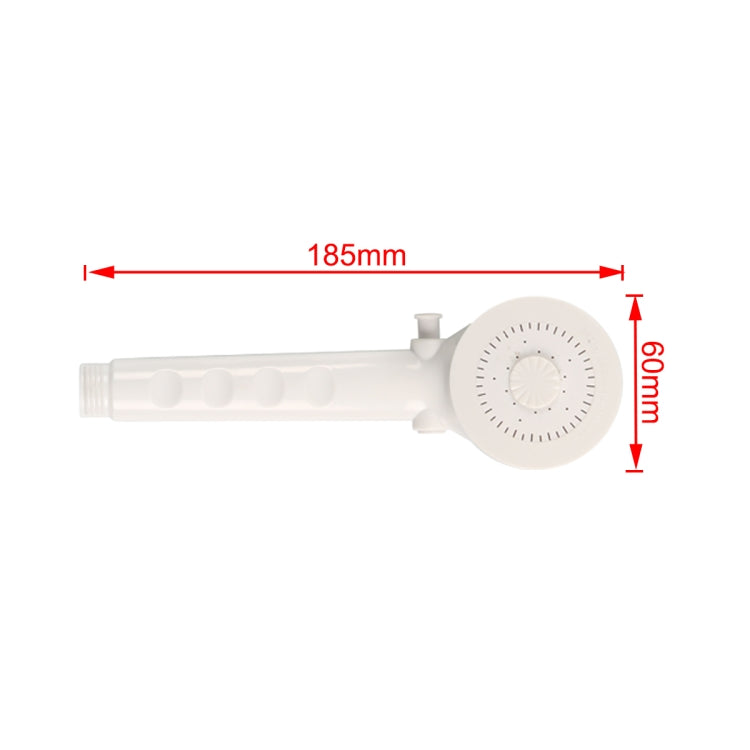 White handheld shower pipe spray unit, 185 mm length and 86 mm spray height