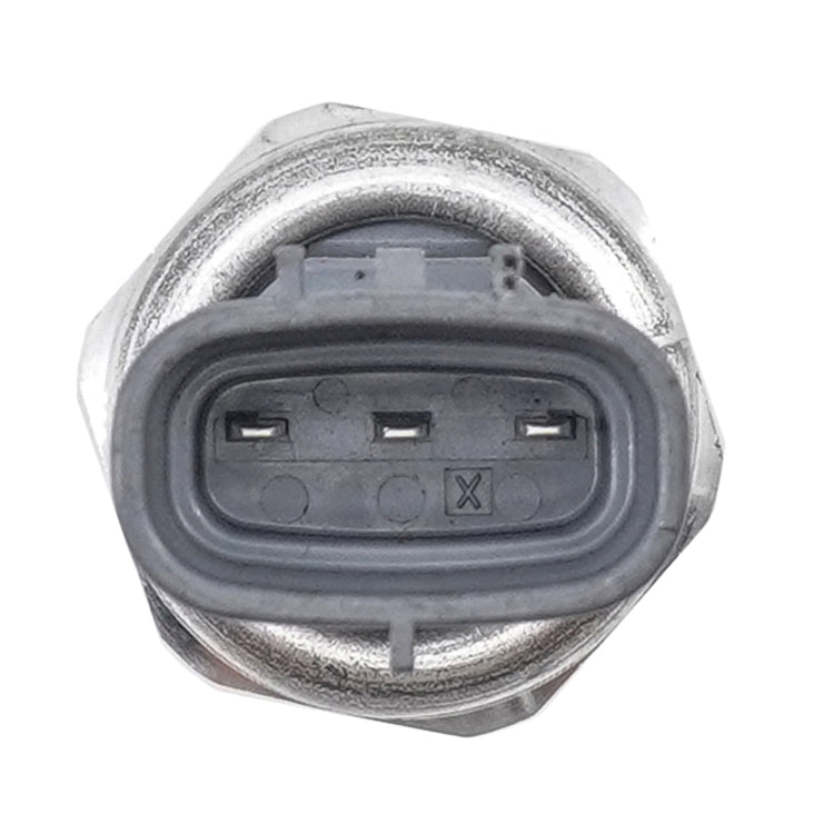 Air conditioning pressure switch sensor with three-pin electrical connector on silver body