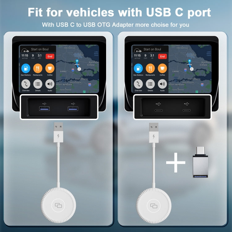 THT-020-6 USB + USB-C / Type-C Carplay Mirror Adapter for iPhone, THT-020-6