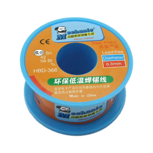 Lead-free rosin core solder wire on blue tin spool, 0.3mm diameter