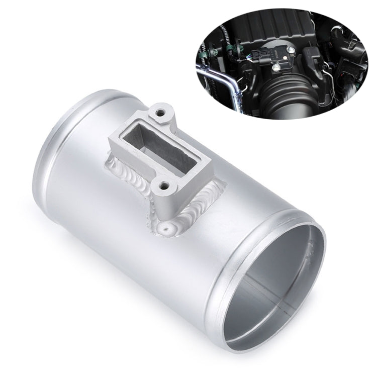 Aluminum air flow meter intake sensor flange base, silver tube with circular inlet opening