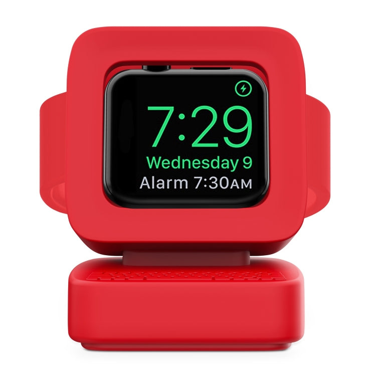 Red dual watch charging stand with front display window