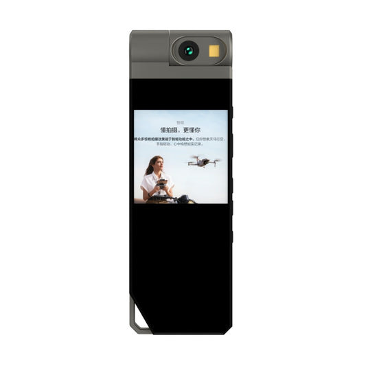 Portable mini HD video recorder pen camera in dark gray with built-in screen