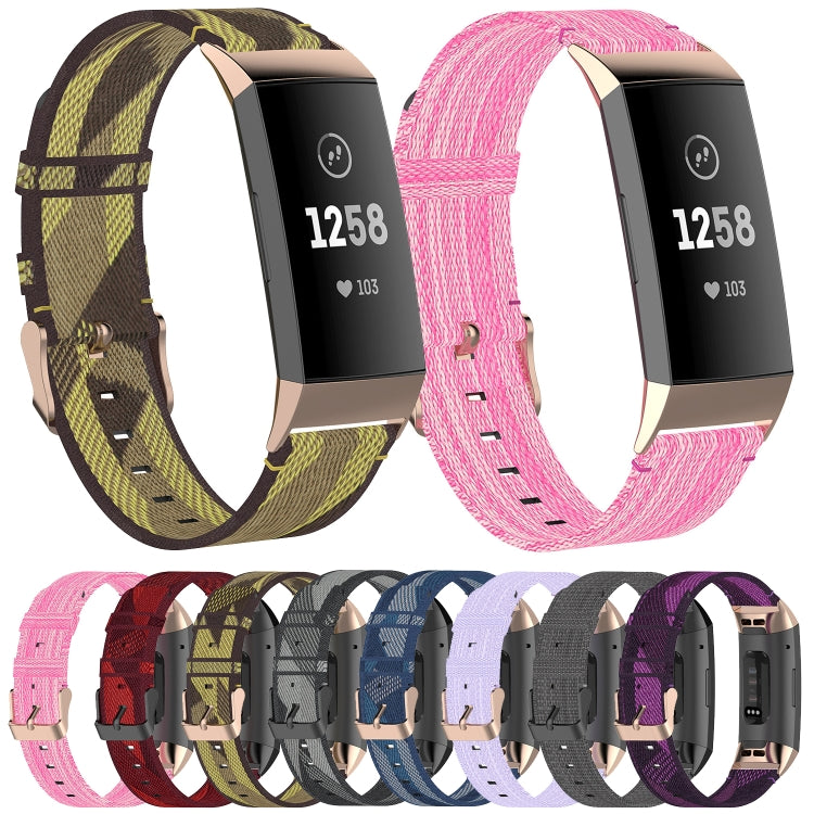 Multi-color nylon denim replacement watchbands for Fitbit Charge, shown together
