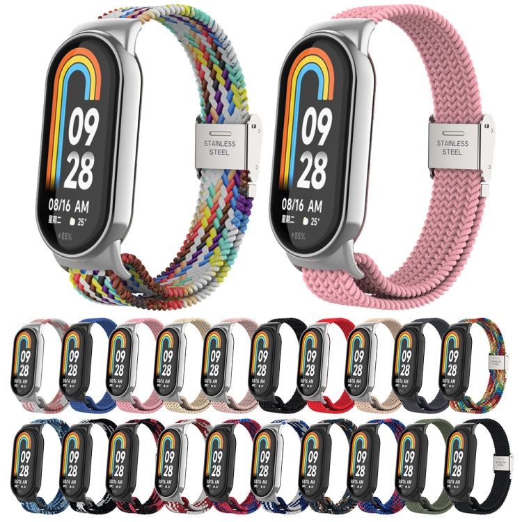 Adjustable nylon braided watch band set with stainless steel buckles, multiple colors