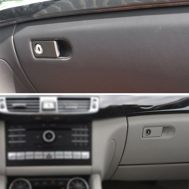 Car glove box handle switch with black bezel and metal insert
