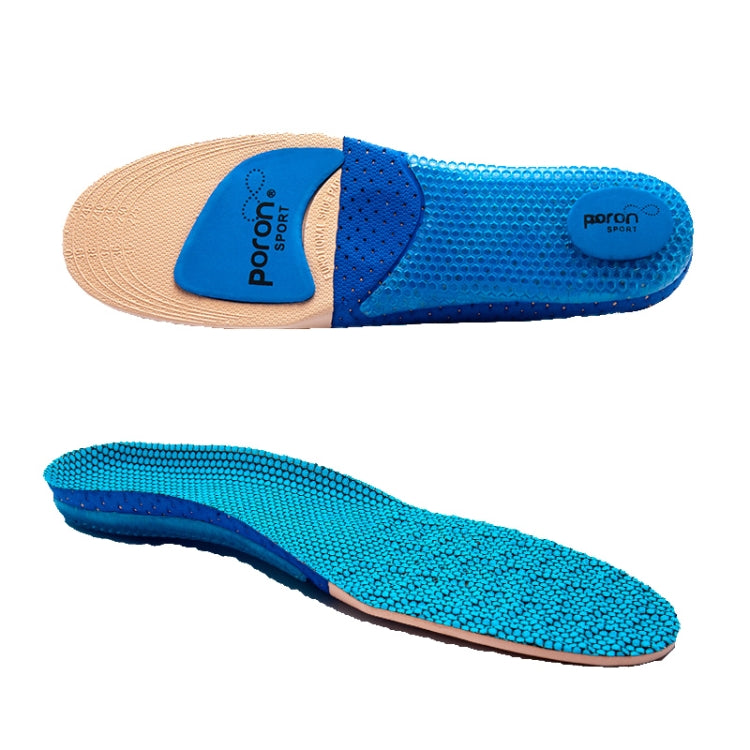 Men's blue shock-absorbing sports insoles, perforated mesh top
