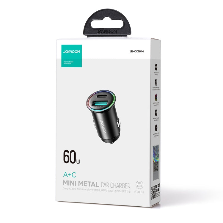 JOYROOM JR-CCN04 60W mini metal car charger retail box with charger pictured