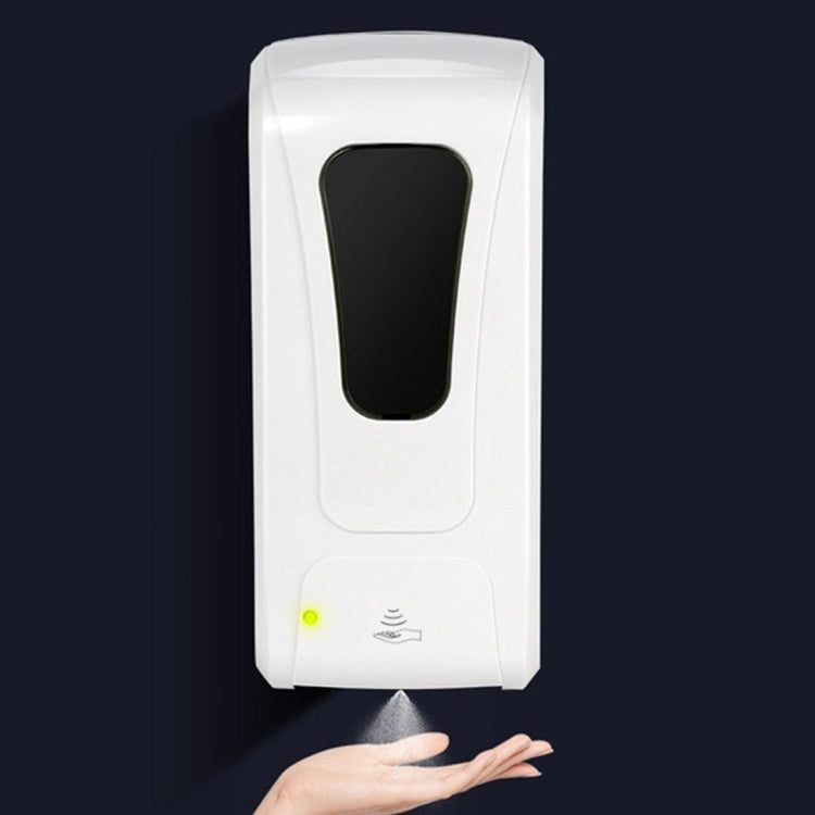 White touchless soap dispenser with hand near sensor window and front dispensing panel