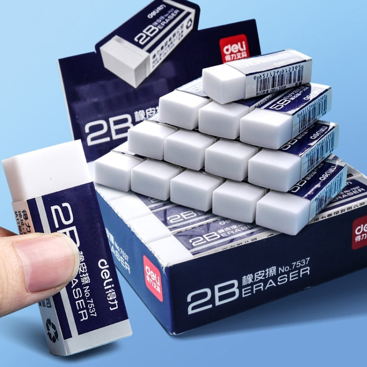 Stack of deli 2B erasers with labeled boxes