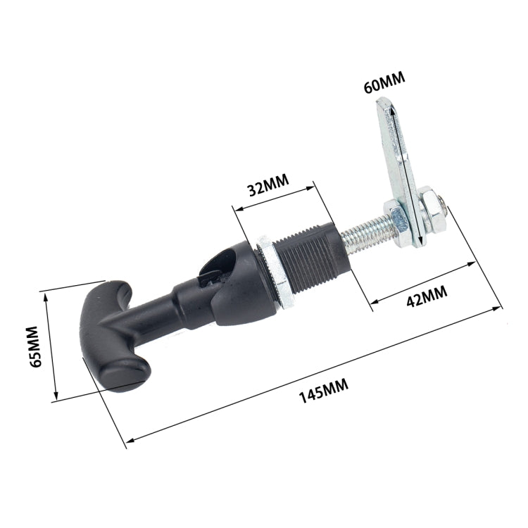 Door latch tool with shown dimensions 60mm, 32mm, 42mm, 145mm
