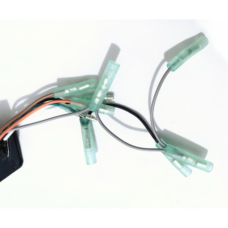 Marine ignition switch wiring harness with green connectors and key housing