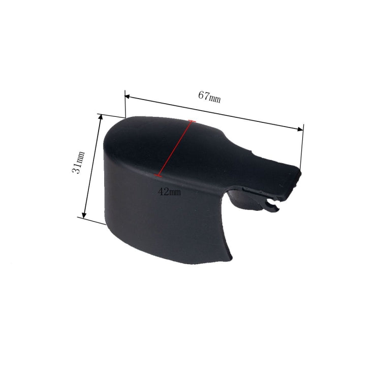 Rear wiper arm cap, black plastic, 67mm x 31mm x 14mm dimensions