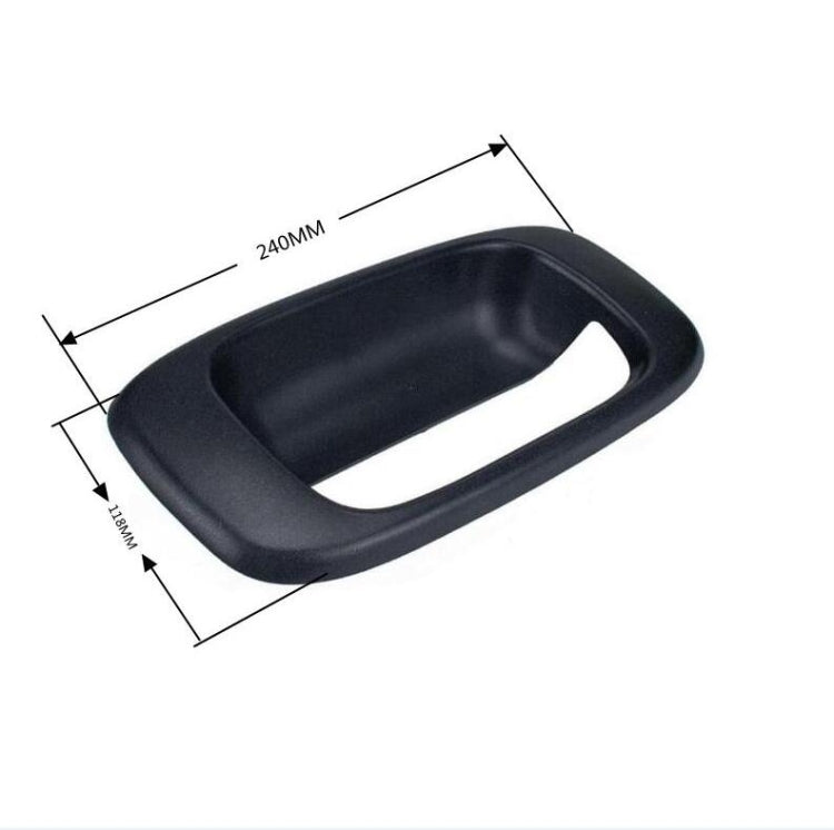 Black tailgate handle bezel cover, size 240 x 44 mm, oval opening