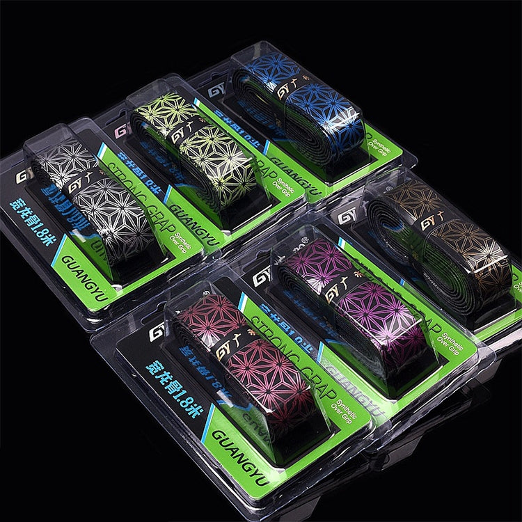 Multi-pack fishing rod grip tape with colorful geometric patterns on black backing