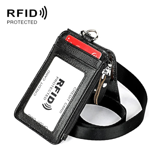 KB172 Antimagnetic RFID Leather Card Holder Office Work Certificate Case Chest Card, KB172