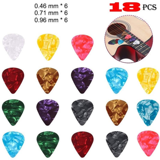 Guitar pick inserts set with 18 colored guitar picks and thickness options