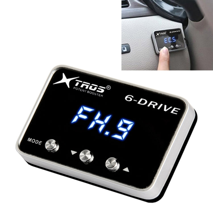 TROS 6-DRIVE electronic throttle controller, black unit with blue digital readout