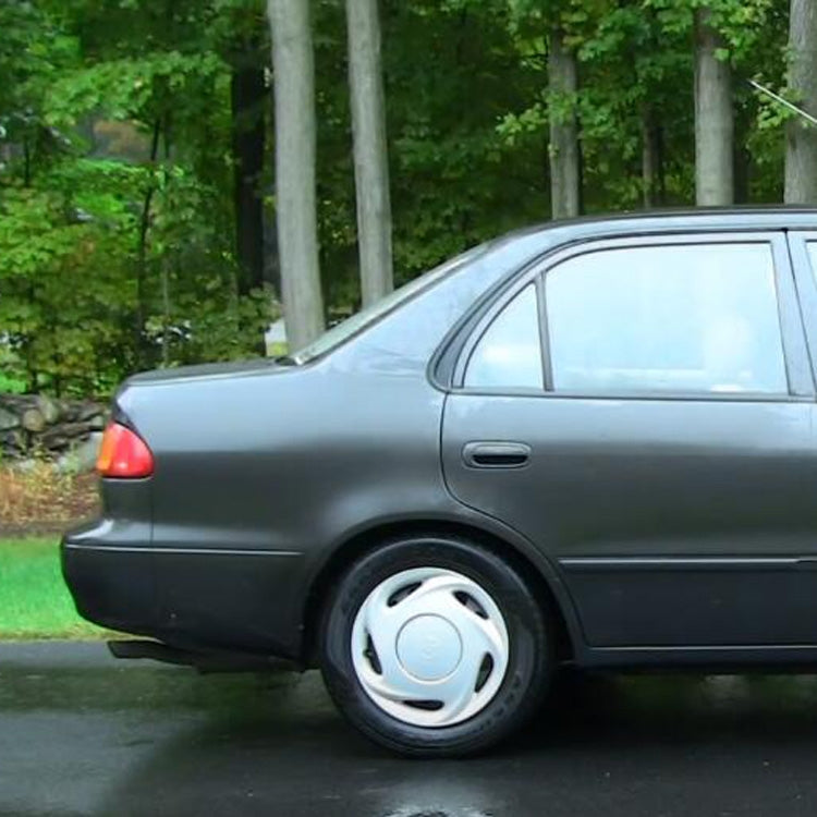Car rear door with outside handle installed on the left side