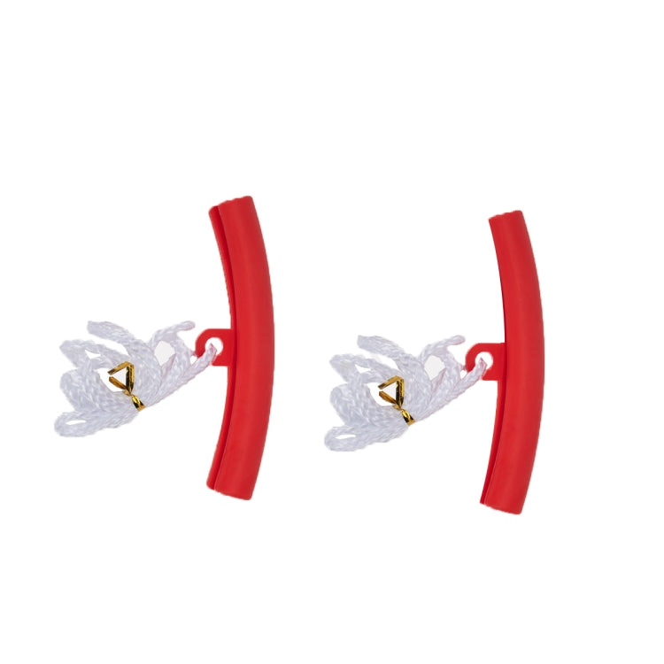 Red tire protectors with white brushes and gold eyelet for tire spoon levers