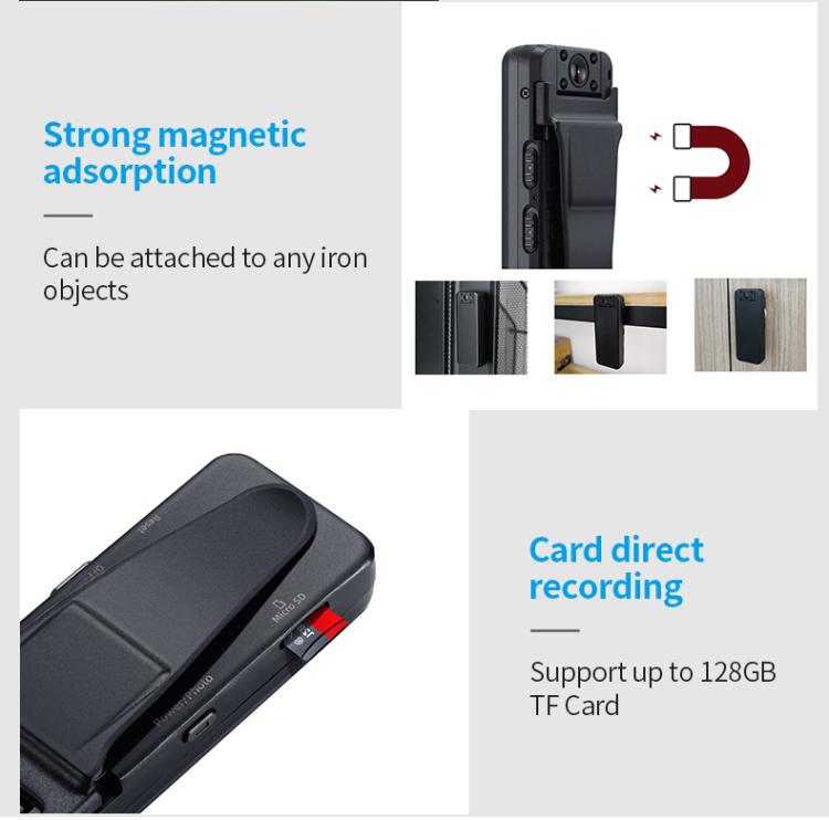 Black magnetic night vision video recorder with TF card direct recording support