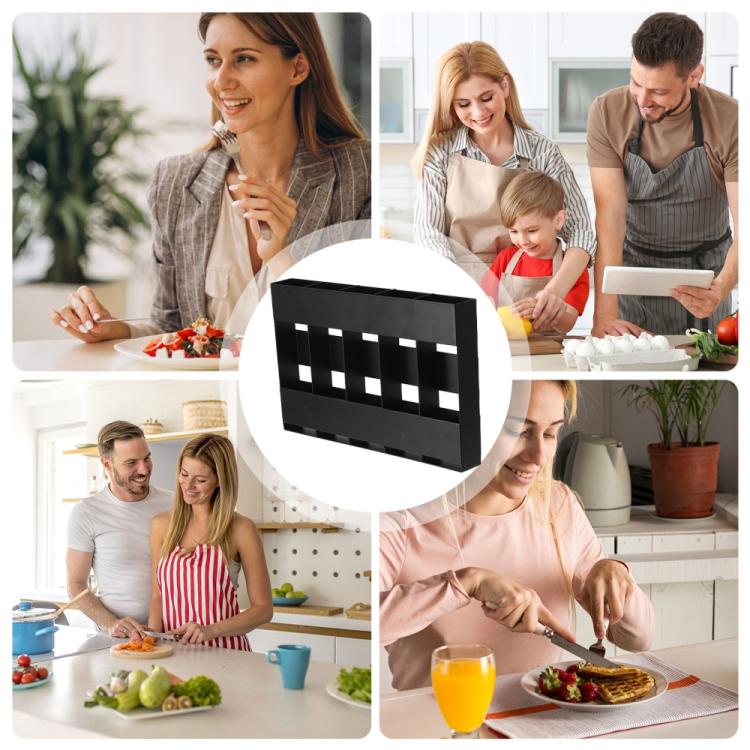 Five-grid Straw Cutlery Metal Storage Rack Kitchen Organizer, without Soft Magnetic Sheet, with 12pcs Soft Magnetic Sheet
